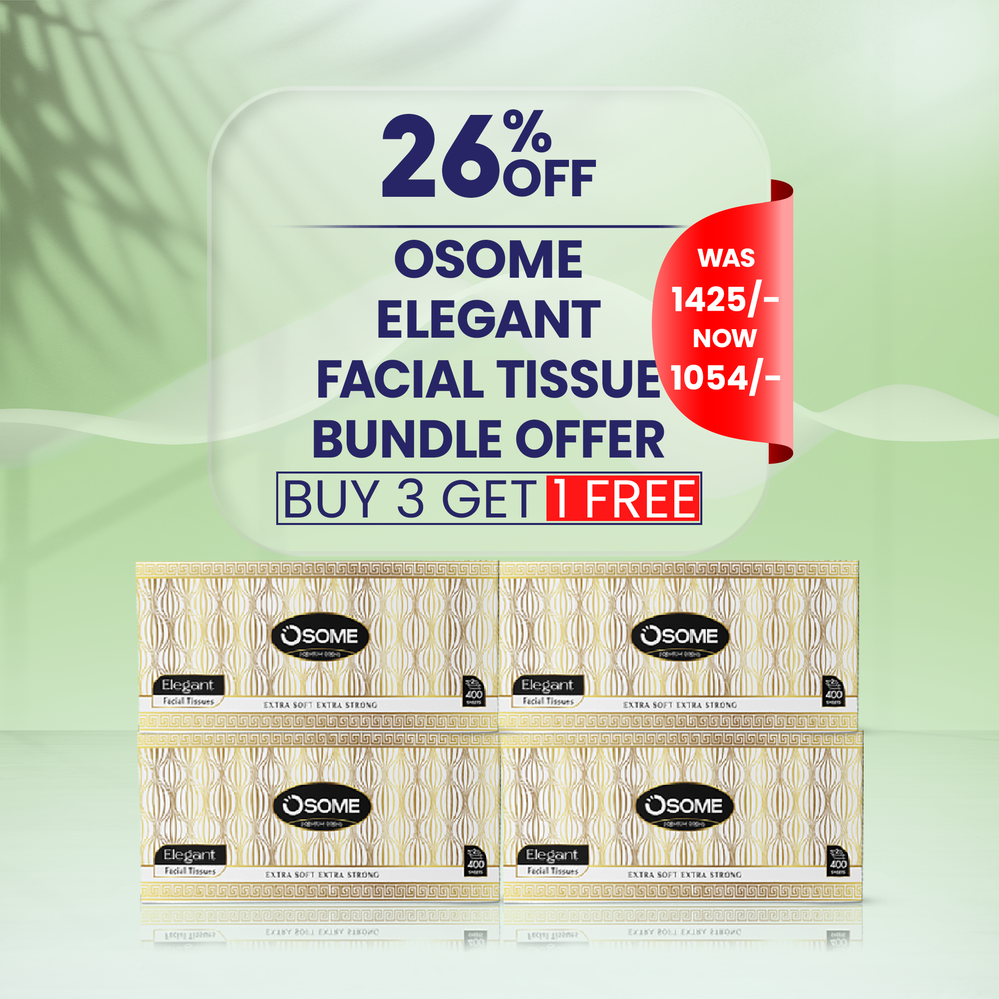 Elegant Facial Tissue Bundle Offer - Buy 3 Get 1 Free