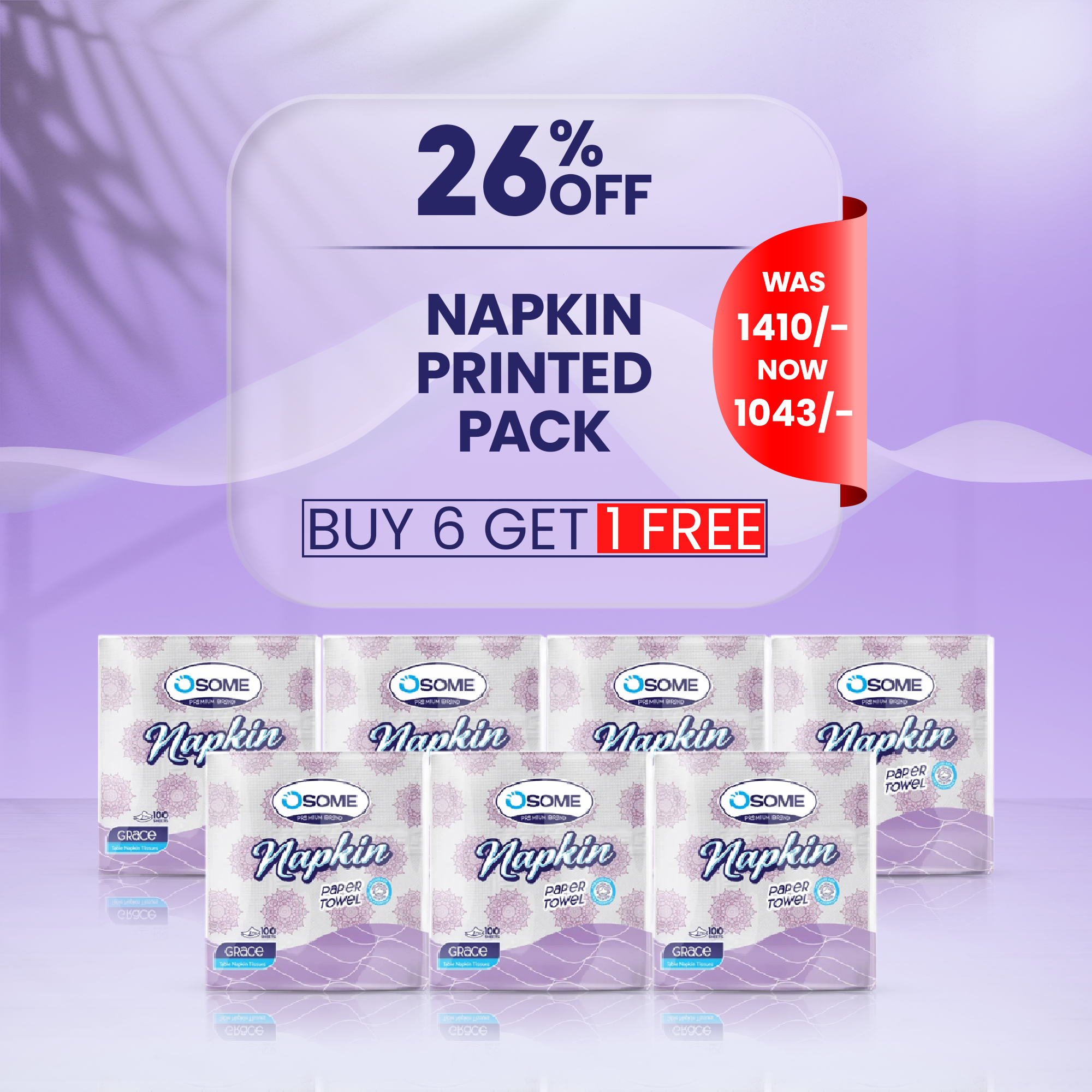 Napkin Printed Pack - Buy 6 Get 1 Free